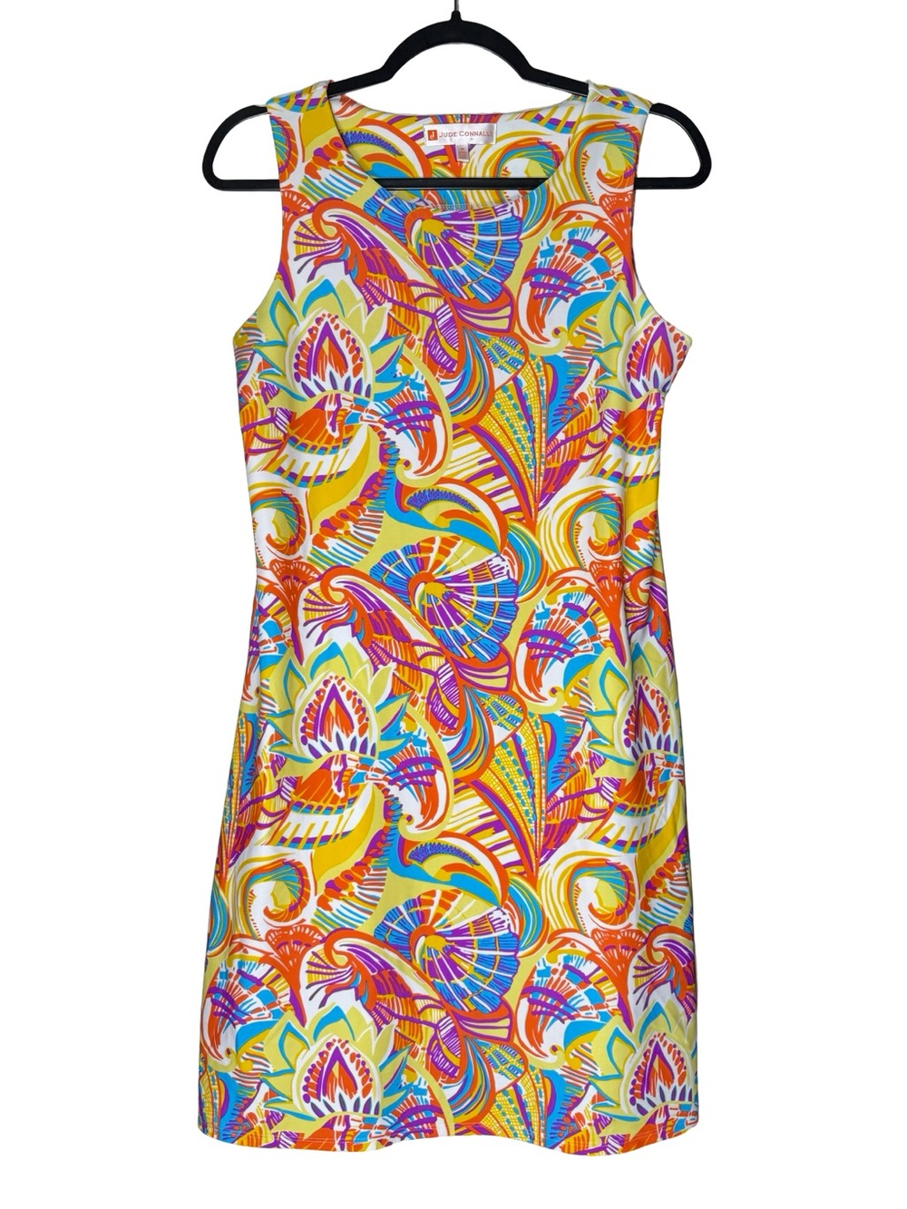 Jude Connally Dress Medium Colorful Abstract Sleeveless Shift Resort Vacation
